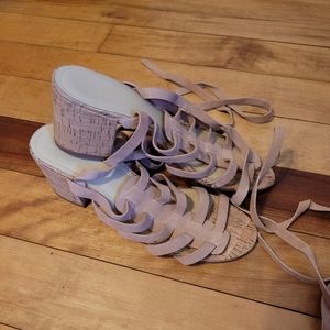 NWOT Marc Fisher Pink Lace Up Sandals
